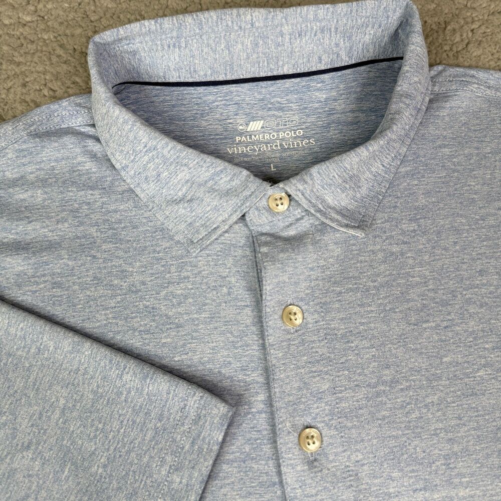 Vineyard Vines Shirt Mens Large Light Blue OTG Palmero Polo Performance Stretch